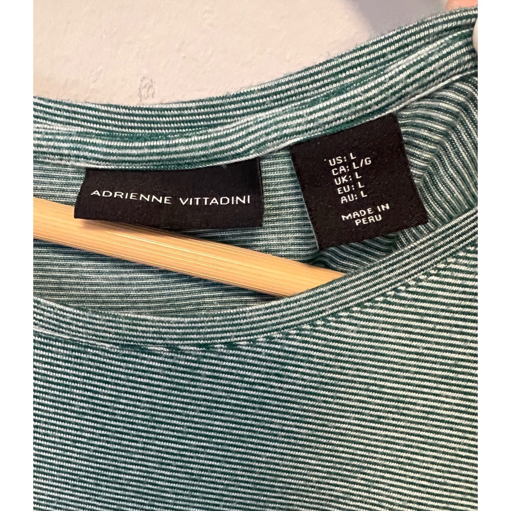 Adrienne Vittadini Tank Top Size Large Green Striped Sleeveless Modal - Picture 2 of 6